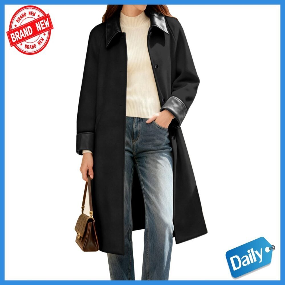 Heavyweight Wool Blend Peacoat Long Single-Breasted Winter Coat Dressy